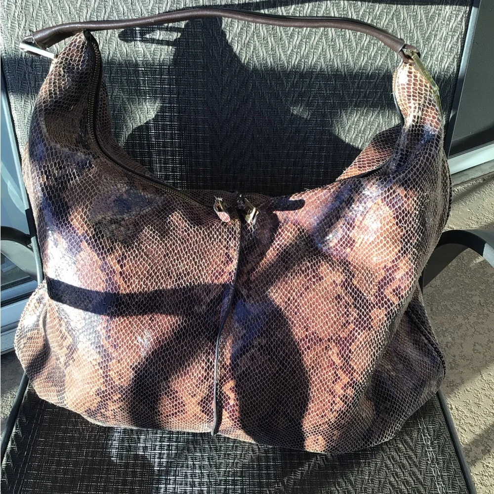 G.I.L.I. Brown Python Leather MILANO Hobo Shoulder Bag